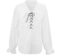 Ladies White Pirate Renaissance Shirt Fancy Dress Costume