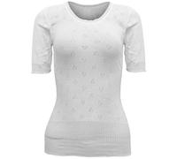 Ladies White Snowdrop Thermal Underwear - Cotton Soft Vest Tops & pantee, Long Johns Short Sleeve- Round Neck Lace V Neck (3XL, Round Neck, White)
