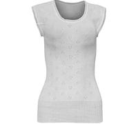 Ladies White Snowdrop Thermals - Long Sleeve French Neck Spencer Vest - Soft Cotton Blend Thermal Underwear Top - Size XS (White Built Up Spencer Plain)