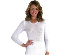 Ladies White Snowdrop Thermals - Long Sleeve French Neck Spencer Vest - Soft Cotton Blend Thermal Underwear Top - Size XS (White Long Sleeve Plain)