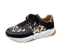 Ladies White Trainers - Thick Bottom Leopard Print Lace Up Casual Sneakers Women Foreign Trade Low Top Shoes Running Shoes