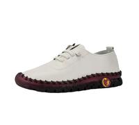 Ladies Wide Fit Leather Loafer - Classic Moccasins Wedge Heels Nursing Shoes Breathable Comfy Casual Slip-On Loafers All Seasons Lightweight Driving Walking Loafers Work Office Dress Shoes White