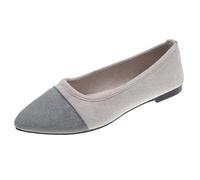 Ladies Wide Fit Shoes Memory Foam Trainers Ladies Ladies Fashion Color Matching Suede Love Low Top Pointed Flat Casual Shoes Ladies Wide Fit Shoes Memory Foam Trainers Ladies (Grey, 5)
