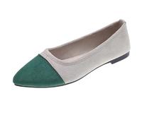 Ladies Wide Fit Shoes Memory Foam Trainers Ladies Ladies Fashion Color Matching Suede Love Low Top Pointed Flat Casual Shoes Ladies Wide Fit Shoes Memory Foam Trainers Ladies (Green, 6)