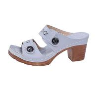 Ladies Wide Fit Shoes New Round Head Hollow One Line Buckle Fashionable European And American Style Large Size Women's High Heel Casual Sandals Girls Slippers Size 2 (Grey, 6)