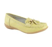 Ladies Wide Fit Shoes Slip On Womens Memory Foam Work Leather Loafer Shoe Size Lime 7