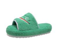 Ladies Wide Fit Slippers Mens Womens Memory Foam Indoors & Outdoor Anti-Slip Comfort Bathroom Shoes Plush Fleece Lined Lightweight Slip-On Bathroom Slippers Green UK Size 5