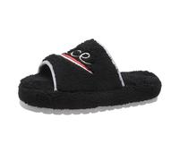 Ladies Wide Fit Slippers Mens Womens Memory Foam Indoors & Outdoor Anti-Slip Comfort Bathroom Shoes Plush Fleece Lined Lightweight Slip-On Bathroom Slippers Black UK Size 6