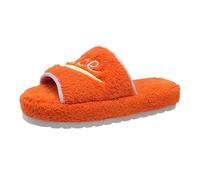Ladies Wide Fit Slippers Mens Womens Memory Foam Indoors & Outdoor Anti-Slip Comfort Bathroom Shoes Plush Fleece Lined Lightweight Slip-On Bathroom Slippers Orange UK Size 6.5