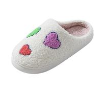 Ladies Wide Fit Slippers Mens Womens Memory Foam Outdoor Indoors Anti-Skid Comfort Bathroom Shoes Fleece Lined Basic Cute Bathroom Slippers White UK Size 7