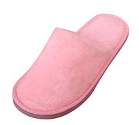 Ladies Wide Fit Slippers Mens Womens Memory Foam Outdoor & Indoors Non-Slip Cozy Bathroom Shoes Plush Fleece Lined Basic Autumn Winter Bathroom Slippers Pink UK Size 4.5/5