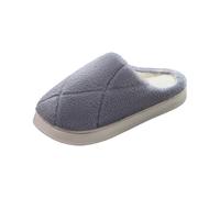 Ladies Wide Fit Slippers Mens Womens Memory Foam Plush Fleece Lined Outdoor Indoors Comfort Home Slippers Anti-Skid Lightweight Slip-On Bathroom Shoes Grey UK Size 7