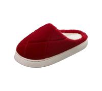 Ladies Wide Fit Slippers Mens Womens Memory Foam Plush Fleece Lined Outdoor Indoors Comfort Home Slippers Anti-Skid Lightweight Slip-On Bathroom Shoes Red UK Size 4