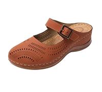 Ladies Wide Fitting Sandals Shoes Women Sandals Women's European And American Retro Foreign Trade Large Size Hollow Light Soft Sole Casual Shoes Arch Supports For Womens Slip On (Brown, 5.5)