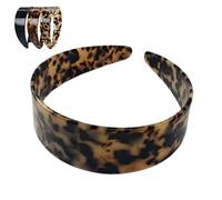 Ladies Wide Headband 4cm Acetate Dark Tortoiseshell Thick Headband with Non-Slip Teeth Comfortable Hair Accessory for Daily Office Sport Party (C)