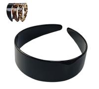Ladies Wide Headband 4cm Acetate Dark Tortoiseshell Thick Headband with Non-Slip Teeth Comfortable Hair Accessory for Daily Office Sport Party (B)