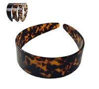 Ladies Wide Headband 4cm Acetate Dark Tortoiseshell Thick Headband with Non-Slip Teeth Comfortable Hair Accessory for Daily Office Sport Party (A)