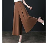 Ladies Wide Leg Pants, High Waisted Loose Fit Nine Quarter