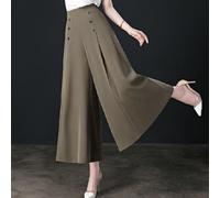 Ladies Wide Leg Pants, High Waisted Loose Fit Nine Quarter