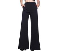 Ladies' Wide-Legged Trousers Elegante Style Pants Evening Elasticated High Waist Smart Flared Culotte Office Loose Clothing Comfortable Bottoms Bootleg Soft Stretchy Girls Trouser Versatile Black