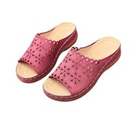 Ladies Wide Width Open Toe Platform Sliders, Women Hollowing Out Mule Open Toe, Thick-Soled Comfortable Slipper, Non-Slip Light Flat Shoes for Mountain Hiking And Outdoor Excursion