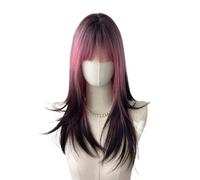 Ladies Wig 60cm Creative Layered Simulation Human Full Head Wig Set Natural Long Straight Hair Lace Wigs