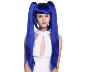Ladies' Wig Cosplay Lolita Short Bob Long Smooth Removable Braids Blue