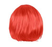 Ladies Wig Costume Carnival Cosplay Human Hair Wig 30CM Wig Short Suitable For Party Decoration 7x7 Closure Loose Deep (Red, 30cm)