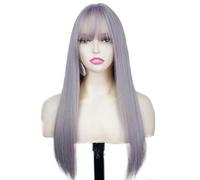 Ladies Wig Full Head Wig with Straight Bangs and Simulated Straight Hair Suitable for Daily Use Lace Wigs