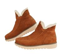 Ladies Winter Boots PU Leather Comfortable Combat Waterproof Ankle Boot Suede Cosy Faux Fur Ultra Mini Snow Boots Slip On Platform Chunky Sole Warm Shoes