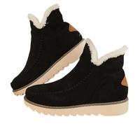 Ladies Winter Boots PU Leather Comfortable Combat Waterproof Ankle Boot Suede Cosy Faux Fur Ultra Mini Snow Boots Slip On Platform Chunky Sole Warm Shoes
