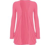 RIDDLED WITH STYLE Ladies Winter Fashion Open Front Boyfriend Cardigan Adults Long Sleeve Midi Sweater Womens Casual Formal Wear Pocketed Cardigan Open Front Plain Sweater Baby Pink UK 24-26