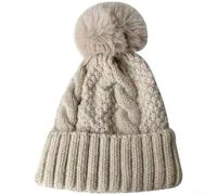 Ladies Winter Knit Beanie with Ear Protection, Thick Cable Pattern Slouchy Hat, Soft Polyester Warm Cap for Windy Days, Stretchable Fit 54-58cm Women Winter Beanie(Beige)