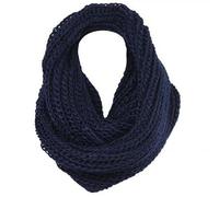 Ladies Winter Neck Warmer Circle Loop Crochet Cowl Plain Snood Scarf with Lurex Teal