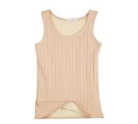 Ladies Winter Warm Cotton Thermal Underwear Sleeveless Top Vest, Womens Fleece Lined Thermal Underwear Base Layer Tops, Camisole Undershirt Cami Top,Apricot,S