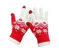 Ladies Winter Warm Gloves With Fleece ining Women Can Enable Screen Gloves Warm Knitted Gloves Mittens Winter Keep Warm Knitting Christmas Snowflakes Ladies Knit Stretchy Material (Red, One Size)