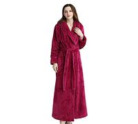 Ladies Winter Warm Long Fleece Housecoat, Fleece Robe Women Extra Long Dressing Gown Comfortable Flannel Fuzzy Bathrobe With Pockets Sexy Slim Fit Nightgown Soft Plush Dressing Gown
