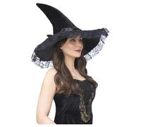 Enchantress Lace Witch Hat Ladies Halloween Witches Hat Fancy Dress Accessory