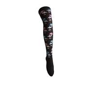 Ladies/Women Black Over Knee sock with Pink and Blue Flamingos