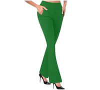 Ladies/Women Bootleg Plus FIT Trousers Ladies Soft Stretchy Pull ON Pants Girls Trouser Elasticated Waist Casual Work Business Office Flare Trousers Sale