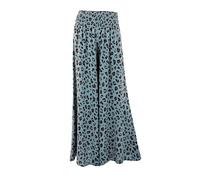 Ladies Women Italian Lagenlook Leopard Print Elasticated Wide Leg Palazzo Trouser One Size (UK, Alpha, One Size, Regular, Regular, Cornflower Blue)