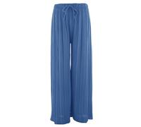 Ladies Women Italian Lagenlook Plain Elasticated Waist Pleated Wide Leg Palazzo Trouser One Size (UK, Alpha, One Size, Regular, Regular, Royal Blue)