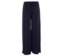 Ladies Women Italian Lagenlook Plain Elasticated Waist Pleated Wide Leg Palazzo Trouser One Size (UK, Alpha, One Size, Regular, Regular, Navy)