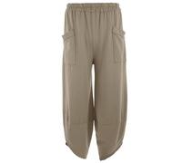 Ladies Women Italian Plain Elasticated Waist 2 Pocket Cocoon Jersey Joggers Trouser One Size (UK, Alpha, One Size, Regular, Regular, Mocha)