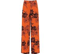 Ladies Women Multicolor Leopard Aztec Print Straight Flared Wide Leg Hareem Palazzo Floral Trousers Pants Plus Size XL XXL XXXL 8 10 12 14 16 18 20 22 24 26 (16-18, Orange Big Floral)