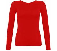 Ladies Women Plain Tshirt Womans Long Sleeve Scoop Neck T Shirt TOP Plus Size UK 8-22 (UK, Alpha, XXL, 3XL, Regular, Regular, Red)