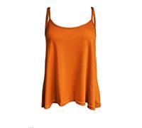 Ladies Women Plus Size New Camisole Cami Plain Printed Strappy Swing Vest Top Flared Sleeveless (Orange, 12-14)