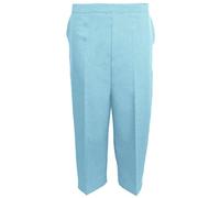 Ladies Womens 3/4 Three Quarter Half Elasticated Trouser Plain Capri Cropped Stretch Trousers Plain ¾ Length Pants Summer Shorts Plus Big Sizes 10 to 24 (Sky Blue3/4,UK 10)