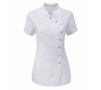 Ladies Women's Beauty Tunic Hairdresser SPA Nail Salon Therapist Massaging Tunic Uniform Work Wear Tops Cloths (White, 16)