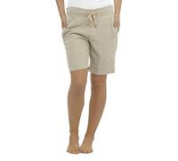 LADIES / WOMENS CASUAL LINEN COOL SHORTS, PERFECT FOR HOLIDAYS / SUMMER / BEACH (16, Beige Marl)